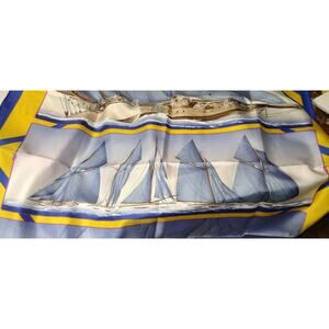 NIB Hermes blue silk scarf 90cm RAFALES by Yannick Manier. Bought In Paris 1992